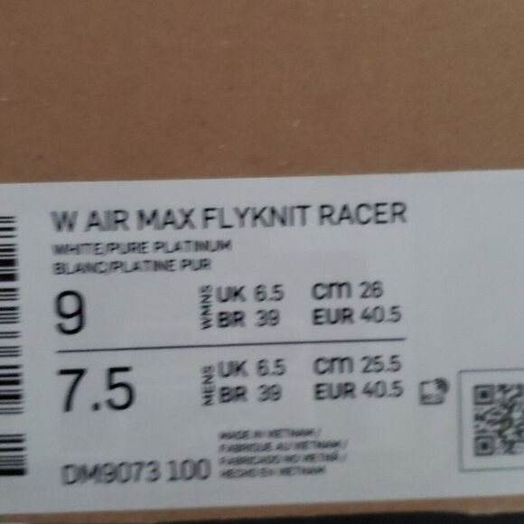 New Nike‎ Air Max Flyknit Racer White Running Sneakers - Picture 9 of 9